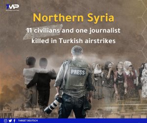 Northern Syria in the killing of 11 civilians and journalists.